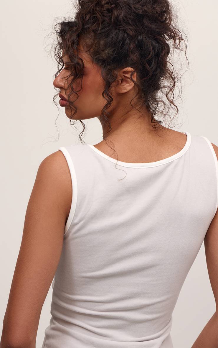 Gris Débardeur Extensible Doux À Détails Contrastés