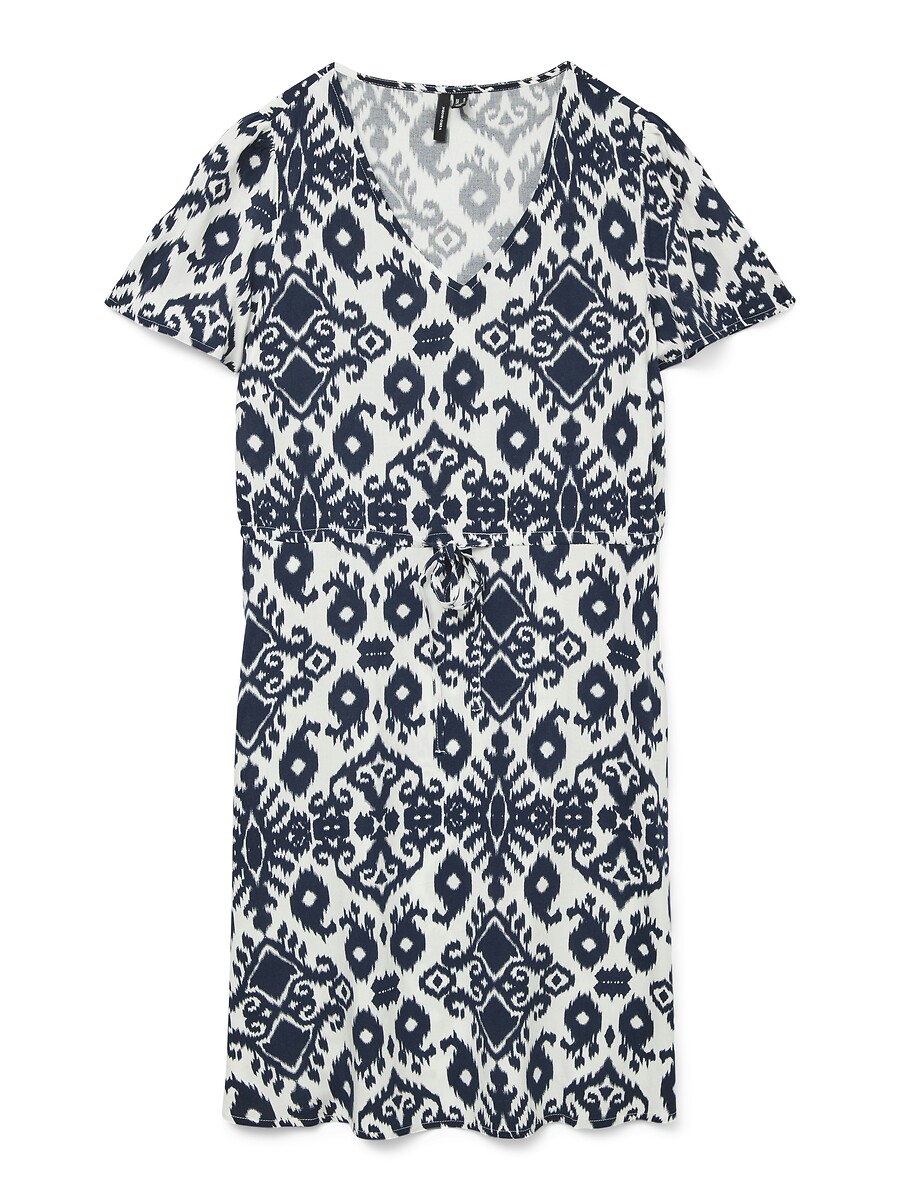 VERO MODA<br>Vestido estampado com mangas curtas e decote em V