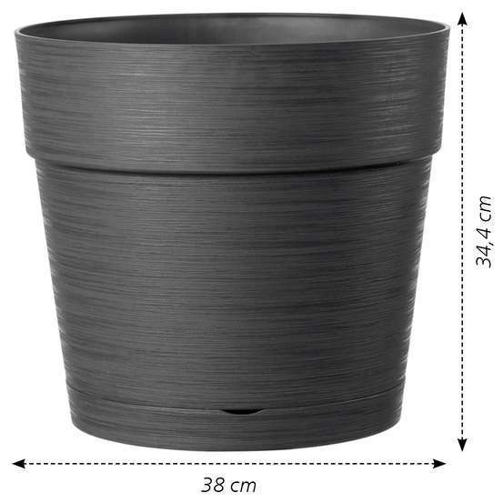 Pot Vaso Save R à réserve d'eau en plastique Anthracite Ø38cm
