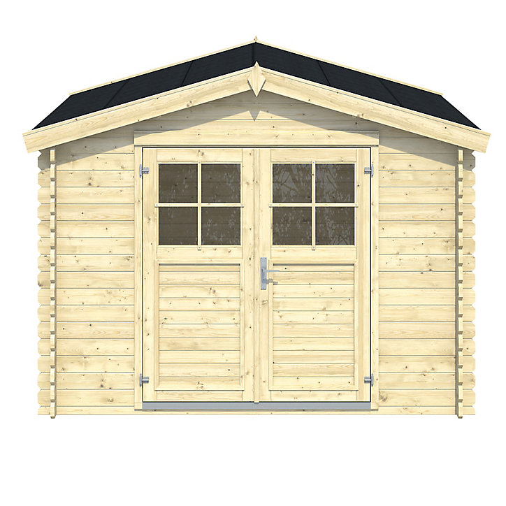 Abri de jardin GoodHome Belaia en bois coloris naturel ép.28 mm surface extérieure 7,44 m²