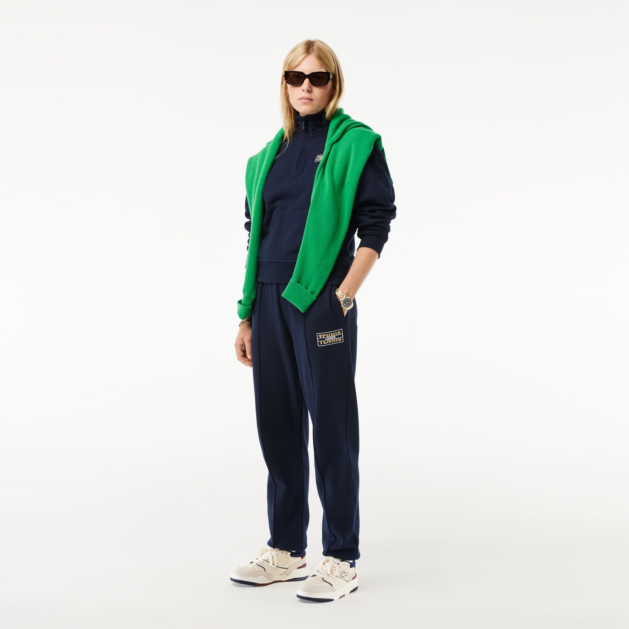 Sweatshirt Jogger col montant zippé en molleton Sweatshirts - Bleu - Lacoste - Femme