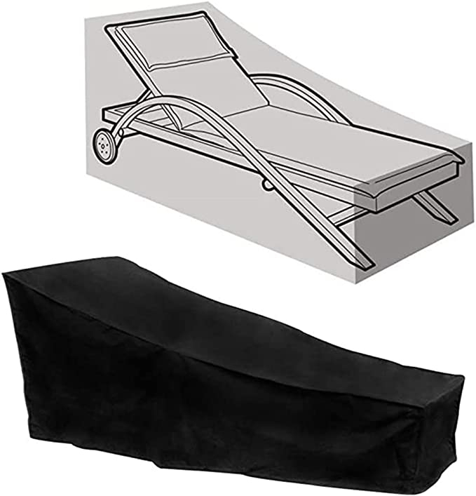 (200x70x68cm) Gartenmöbel Regenschutz Abdeckplane Liegestuhl Wasserfest & Witterungsbeständig - Schwarz
