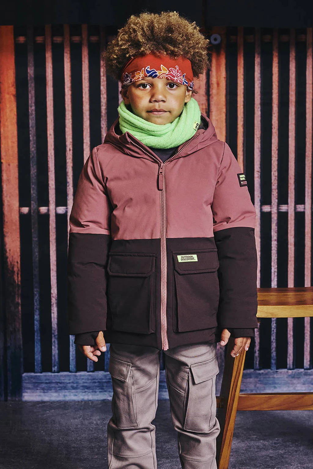 Z8 kids gewatteerde winterjas Clemens mauve