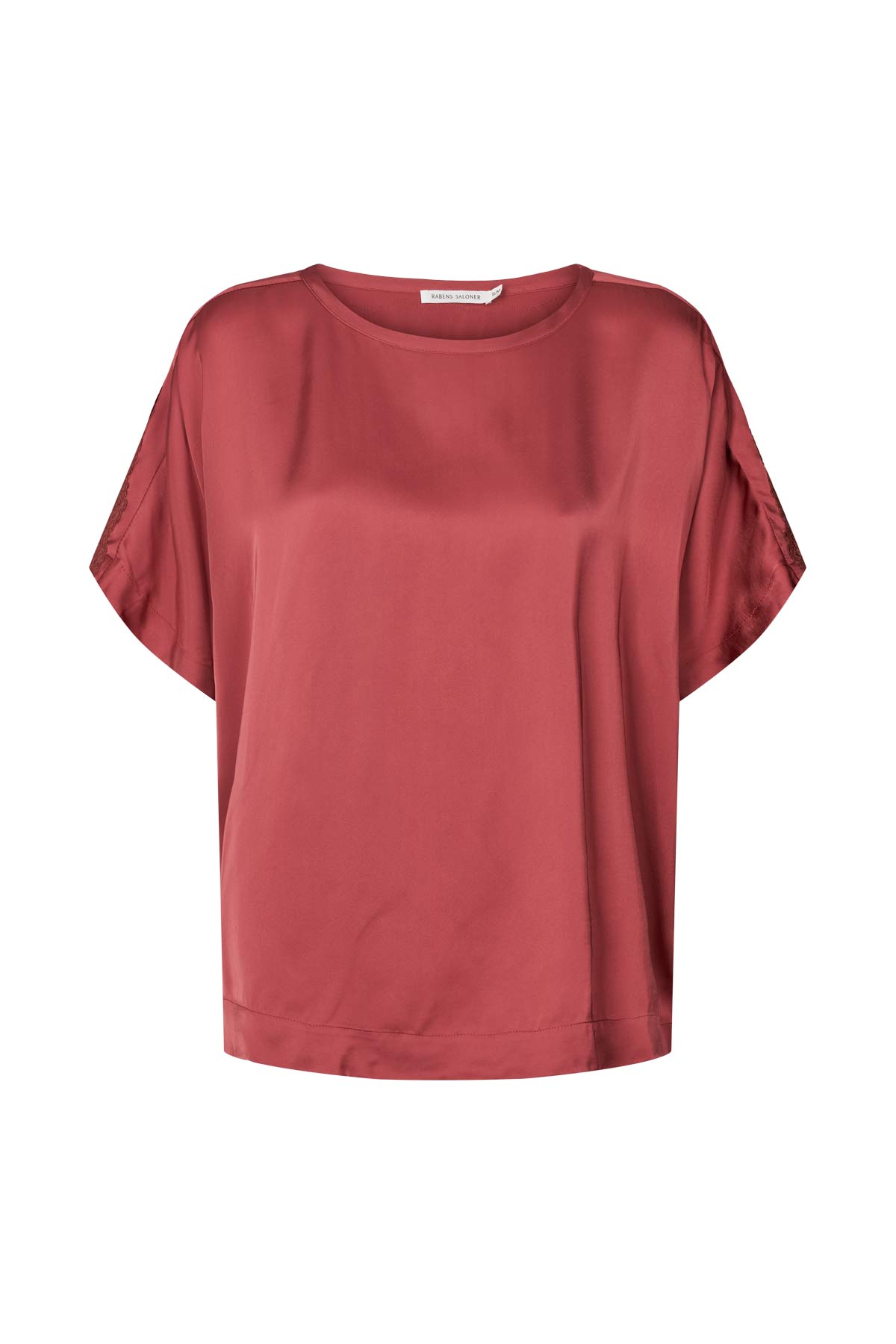 Rabens Saloner  Serena Solid lacey blouse - Burgundy
