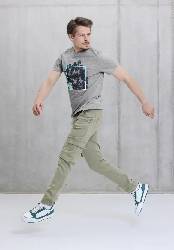 T-Shirt im Printmix - silver grey melange