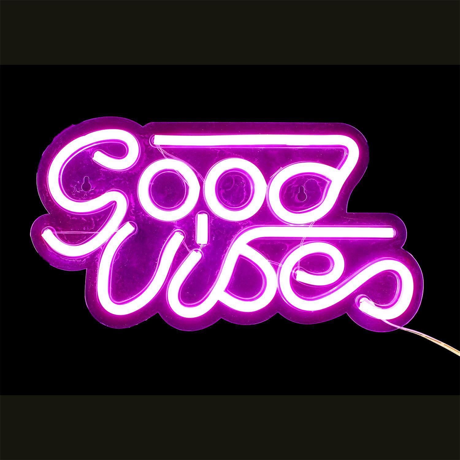 LAMPE LED EFFET NEON GOOD VIBES USB