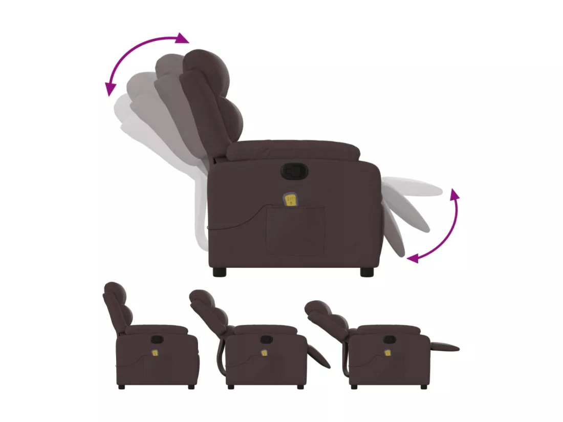 Fauteuil massant inclinable Marron foncé Tissu