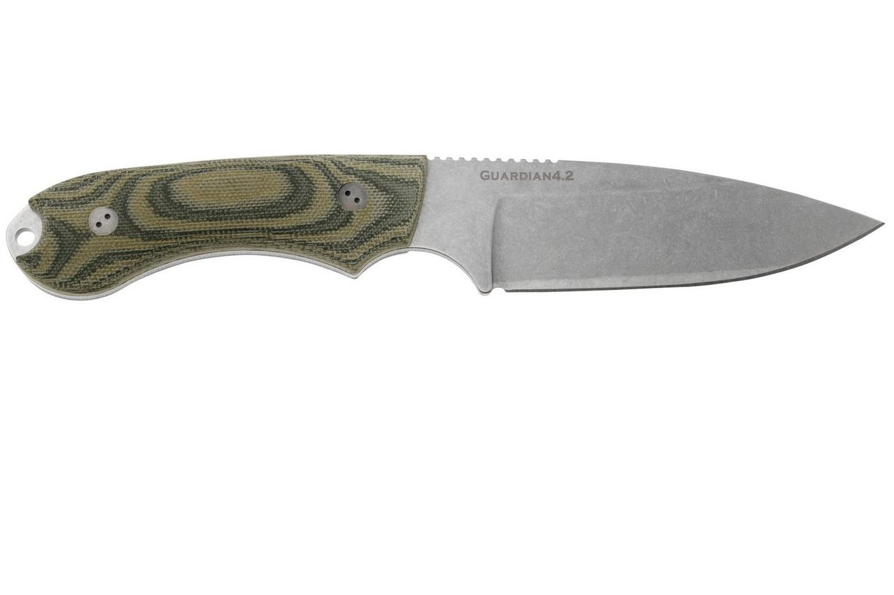 Bradford Knives Guardian 4.2 Camo Micarta 3D, CPM-Magnacut, Sabre Grind, Stonewashed Finish, vaststaand mes