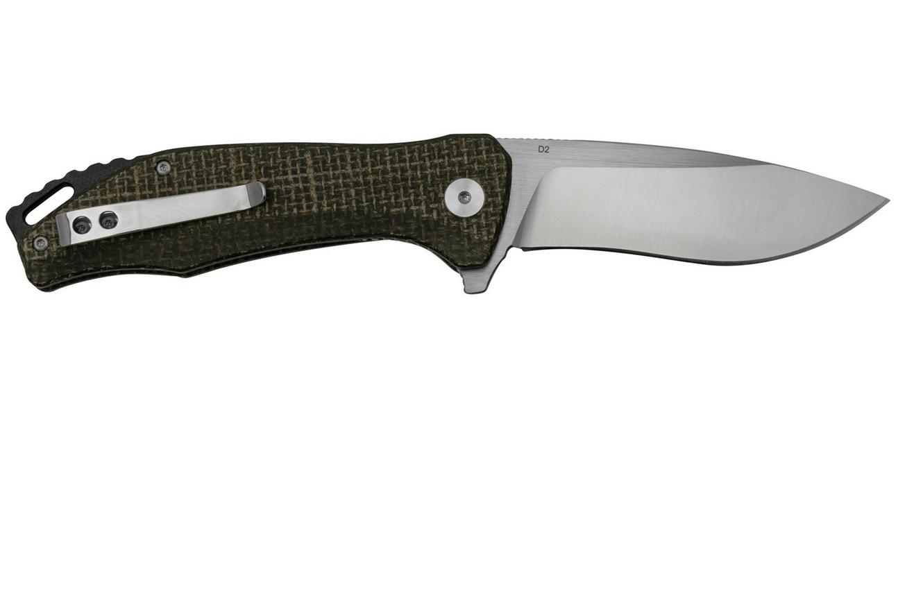 QSP Knife Raven QS122-D1 Rough Brown Micarta, Satin, zakmes