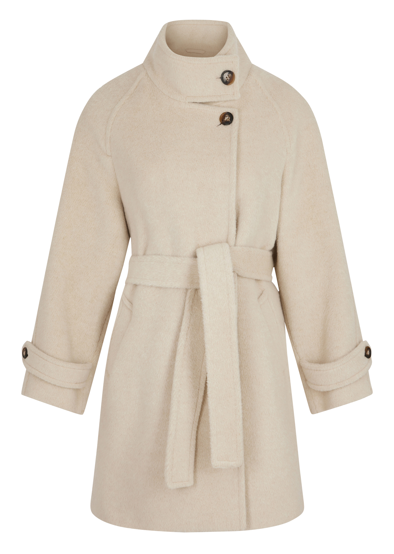 LOUISE - Manteau col montant en laine mélangé | Blanc