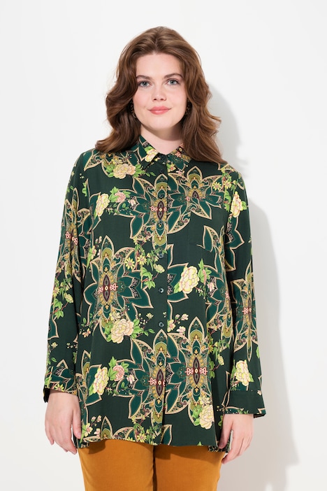 Hemdbluse, Mustermix, Hemdkragen, Langarm