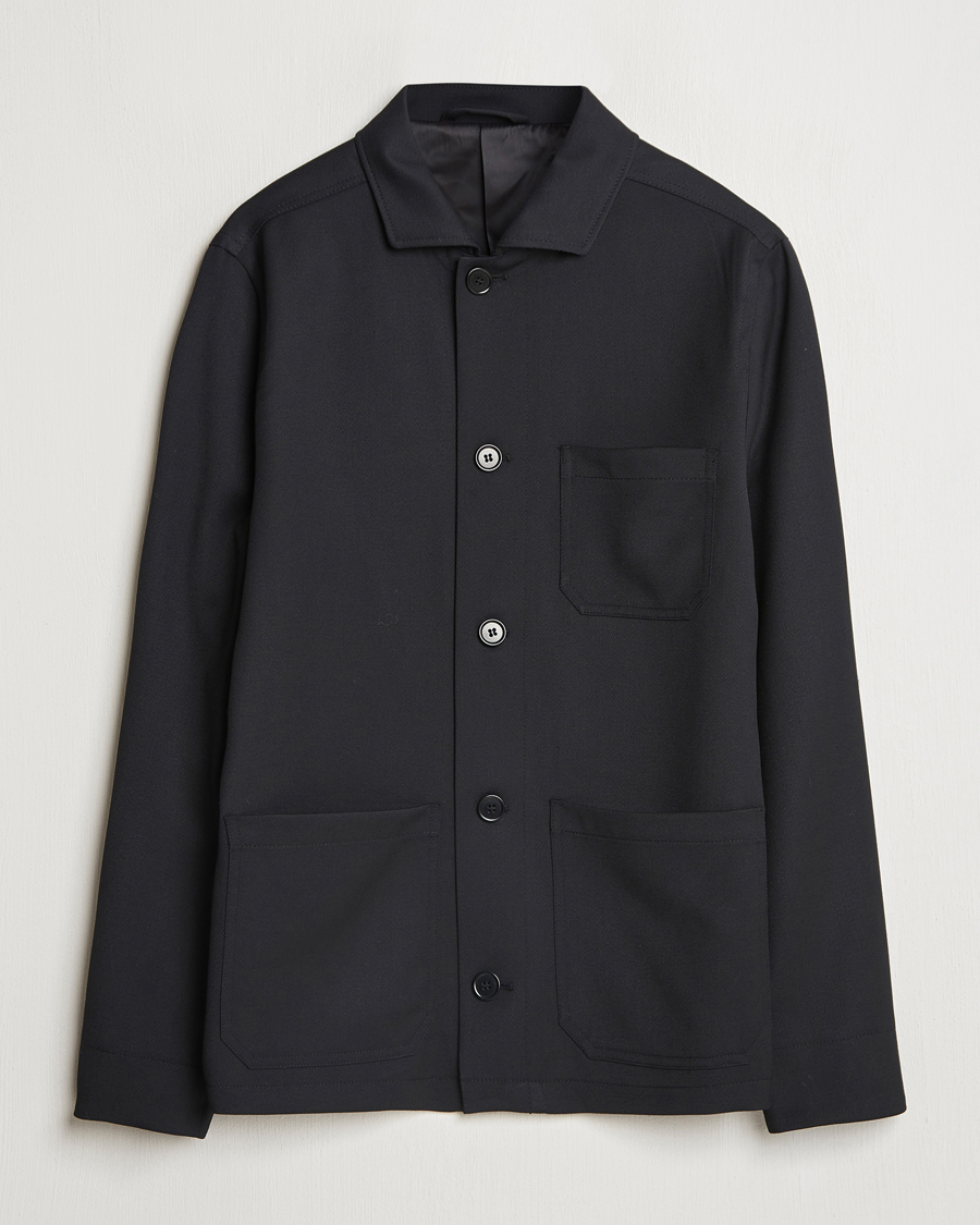Filippa K Louis Wool Gabardine Shirt Jacket Black