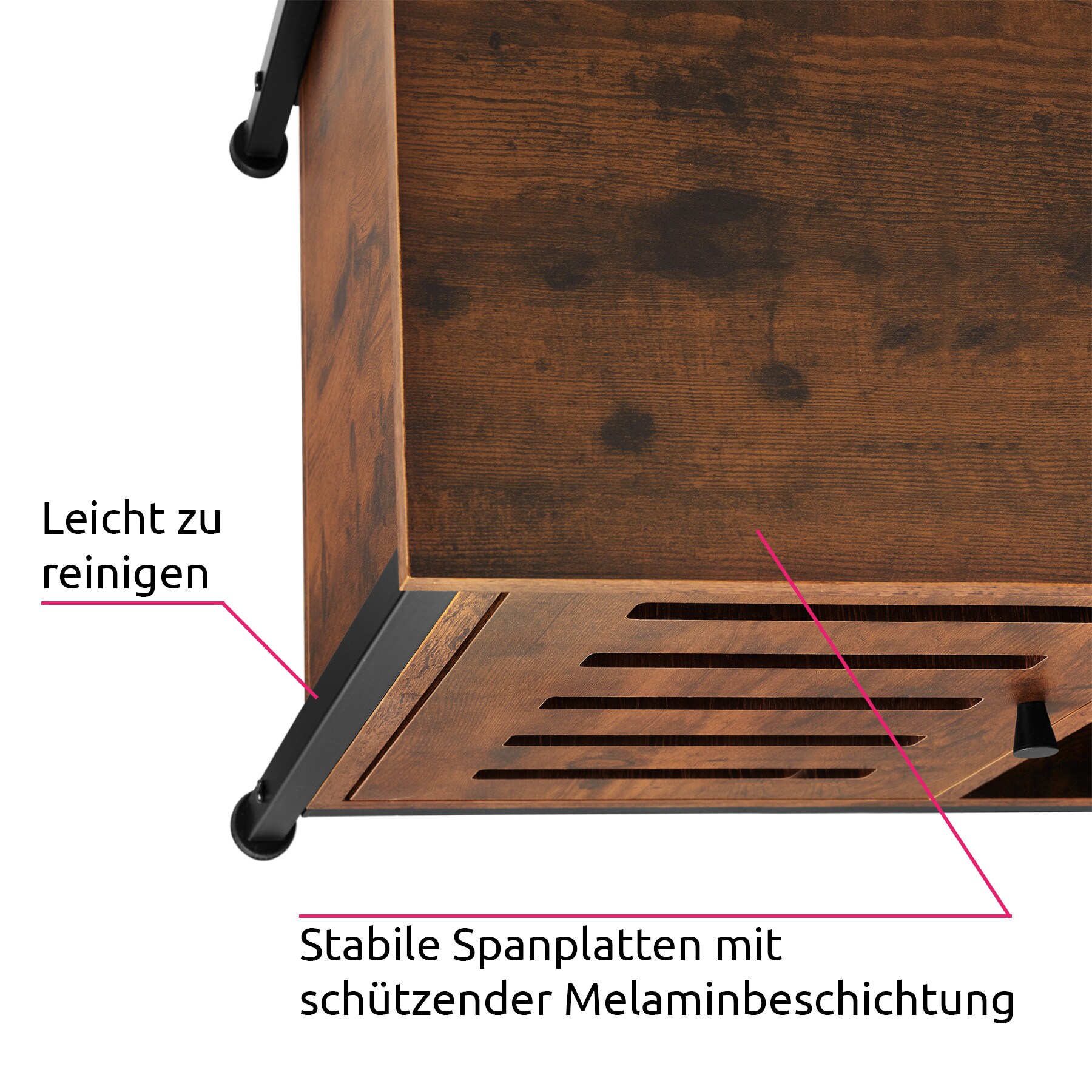 tectake® TV-Board, Industrial Style, 2 offene Fächer, Staufach mit Magnettür, 2 Kabelaussparungen, 110 x 41,5 x 50,5 cm