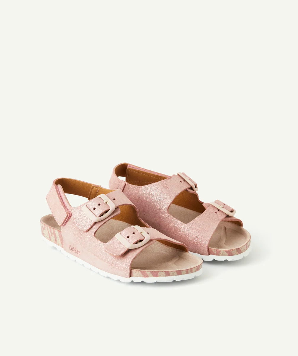 KICKERSSANDALES FILLE SUNYVA CUIVRE ZEBRE ROSE PAILLETÉ