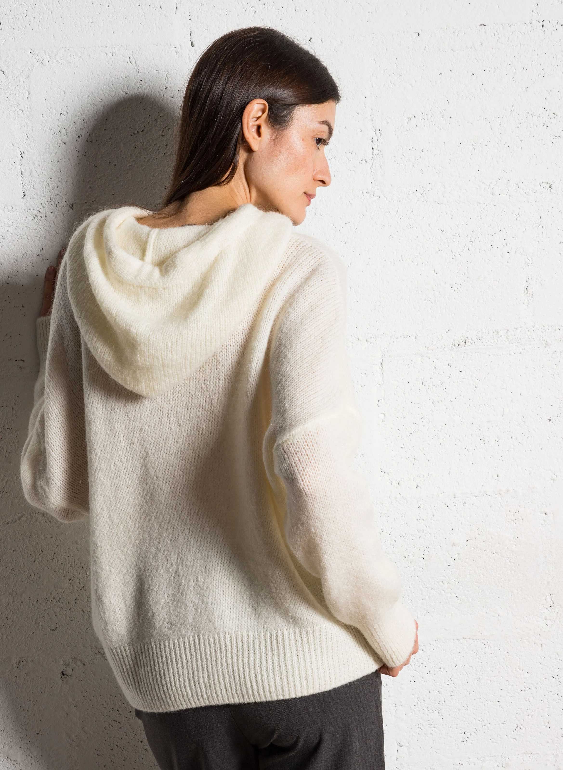 MAYLIE - Pull col rond à capuche | Beige