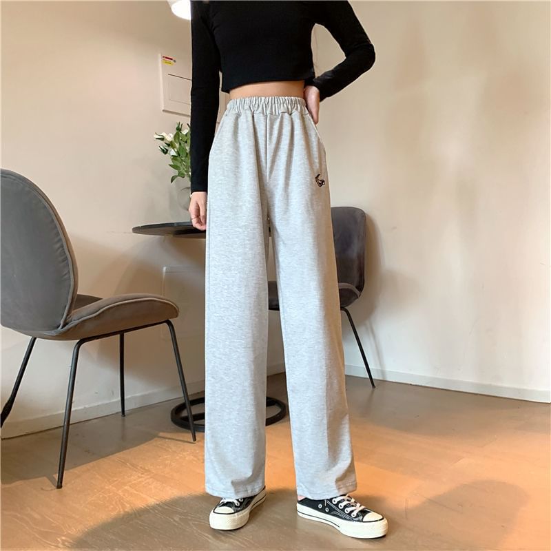 Sisyphi - High Rise Moon geborduurde wijde broek