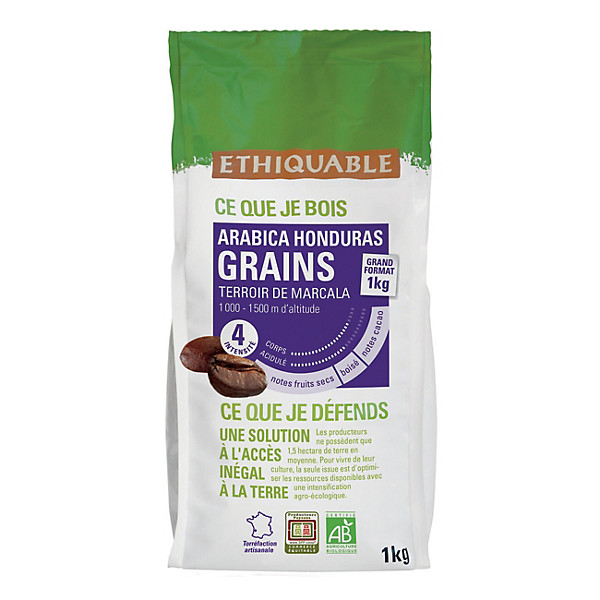 Ethiquable Café en grains Honduras Arabica Bio - 1kg