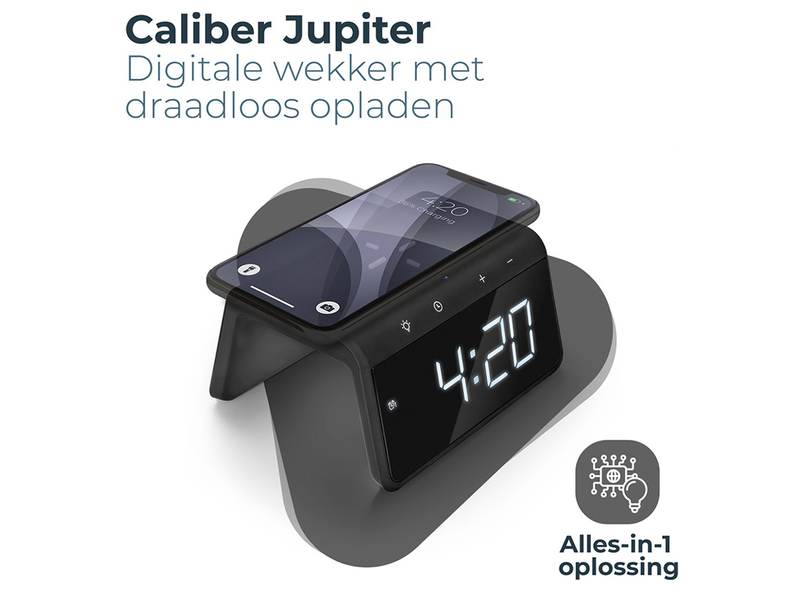 Caliber HCG019QI-BA draadloze oplader en wekker