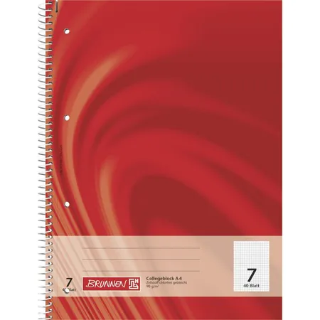 BRUNNEN Collegeblock Vivendi, rot, 90g/m², A4, 40 Blatt, Lineatur 7
