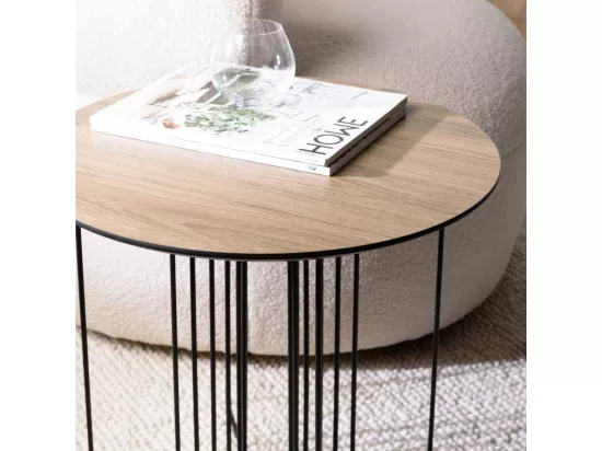 FLEUR - Table d'appoint biseautée 50x50cm mocha pieds graphiques métal