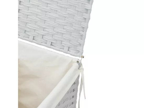 Panier à linge avec couvercle blanc 46x33x60 résine tressée