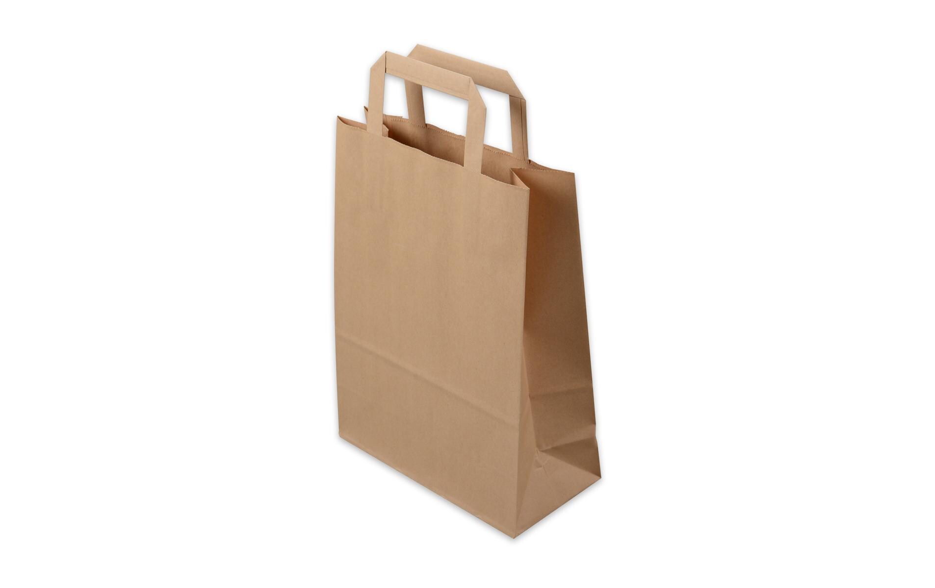 Geschenktüte mit Flachhenkel 22 x 10 x 29 cm 50 Stück, BraunPapiertasche