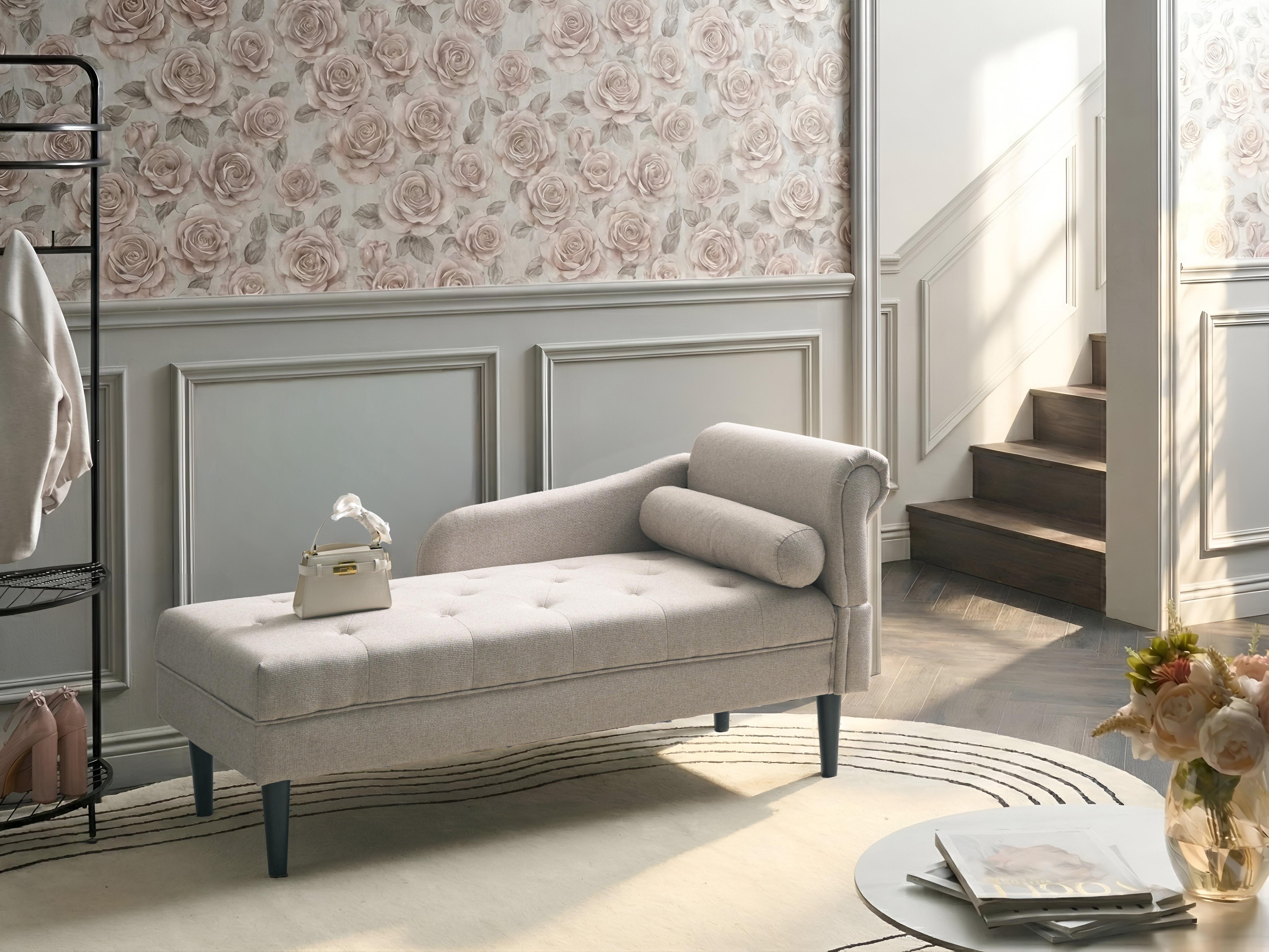 Rechtszijdige chaise longue YVOIRE Stof Beige
