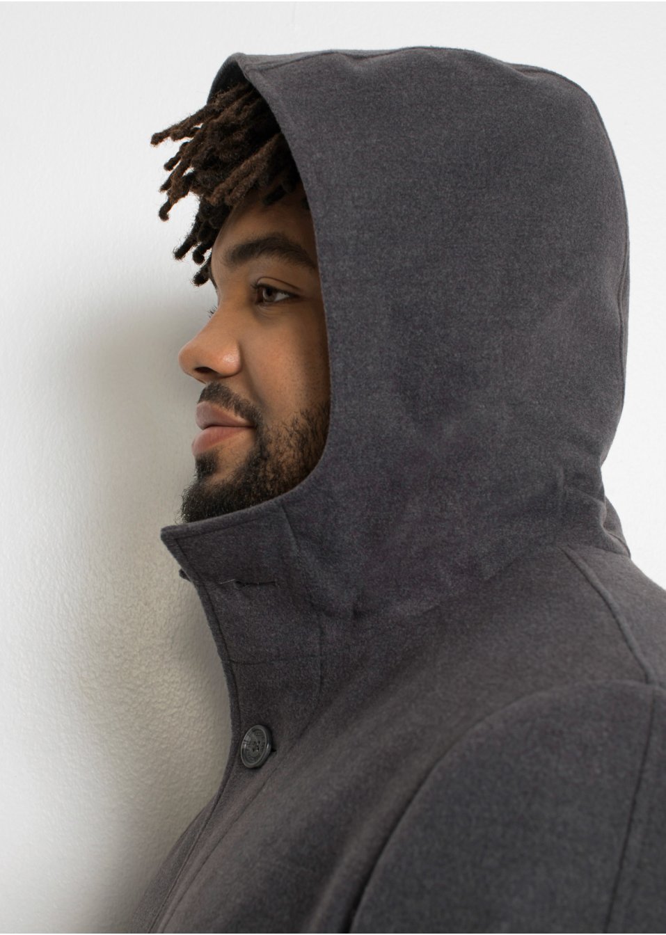Manteau court en imitation laine avec capuche