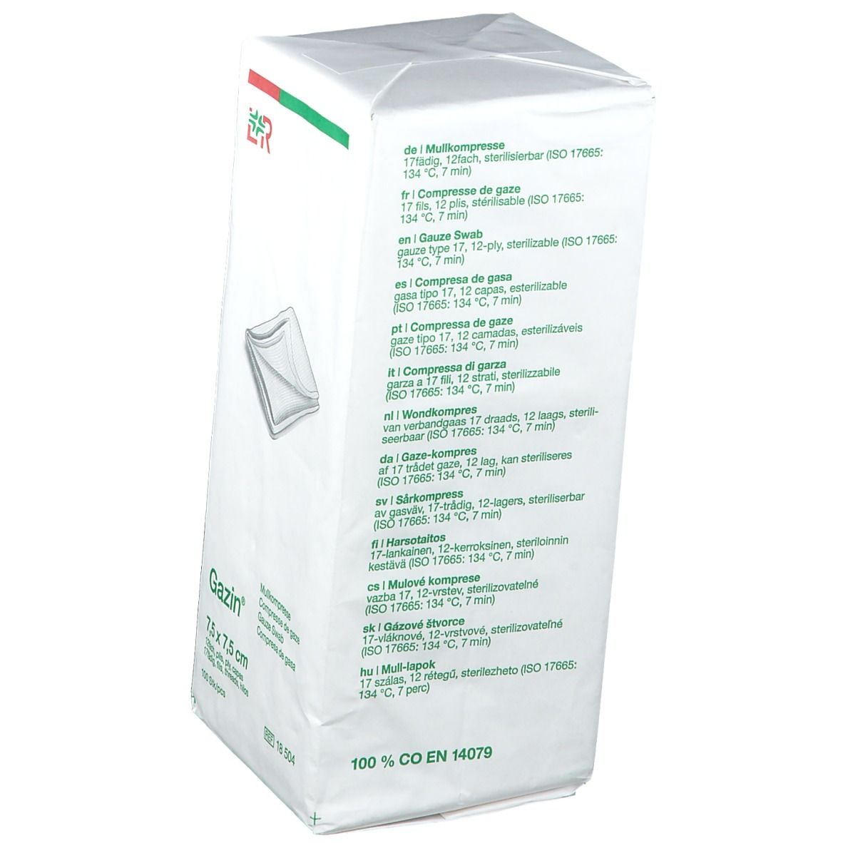 Gazin® Mullkompresse 7,5 cm x 7,5 cm unsteril 12 lagig