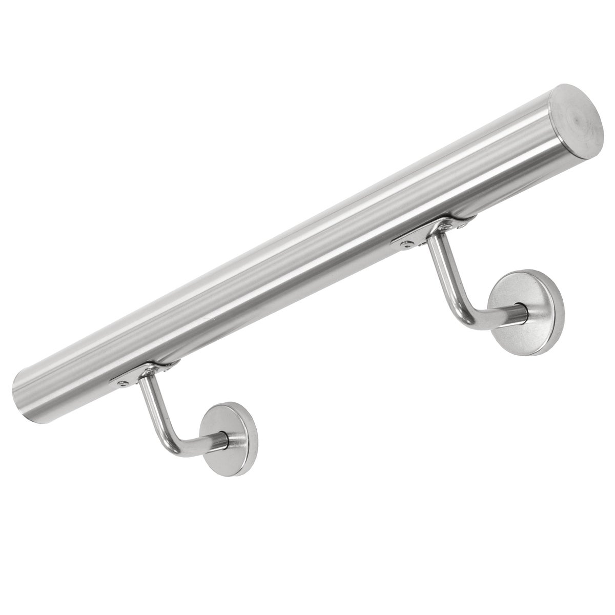 ECD Germany RVS V2A Leuning 50 cm, rond Ø42 mm, roestvrij, geborsteld, binnen/buiten, incl. muurbeugel, RVS leuning, wandleuning, trapleuning, leuning, trap, muurbeugel, steunbeugel