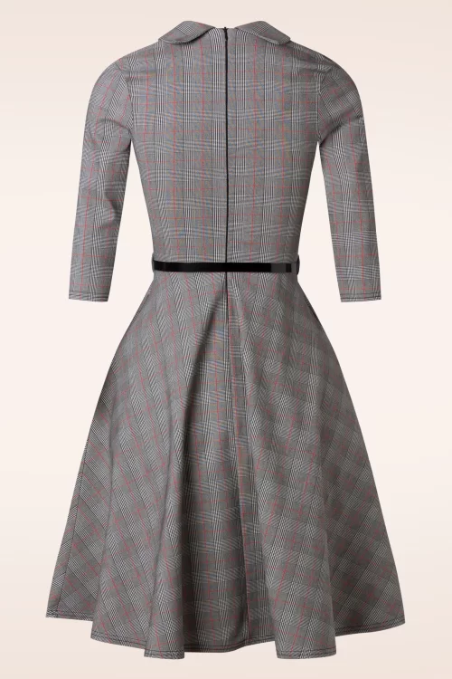 Vintage Chic for Topvintage Arinde Check swing jurk in zwart en wit