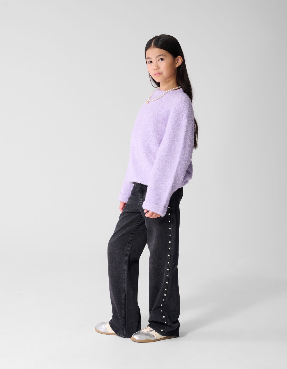 Big Stud Wide Leg Fit Jeans Zwart