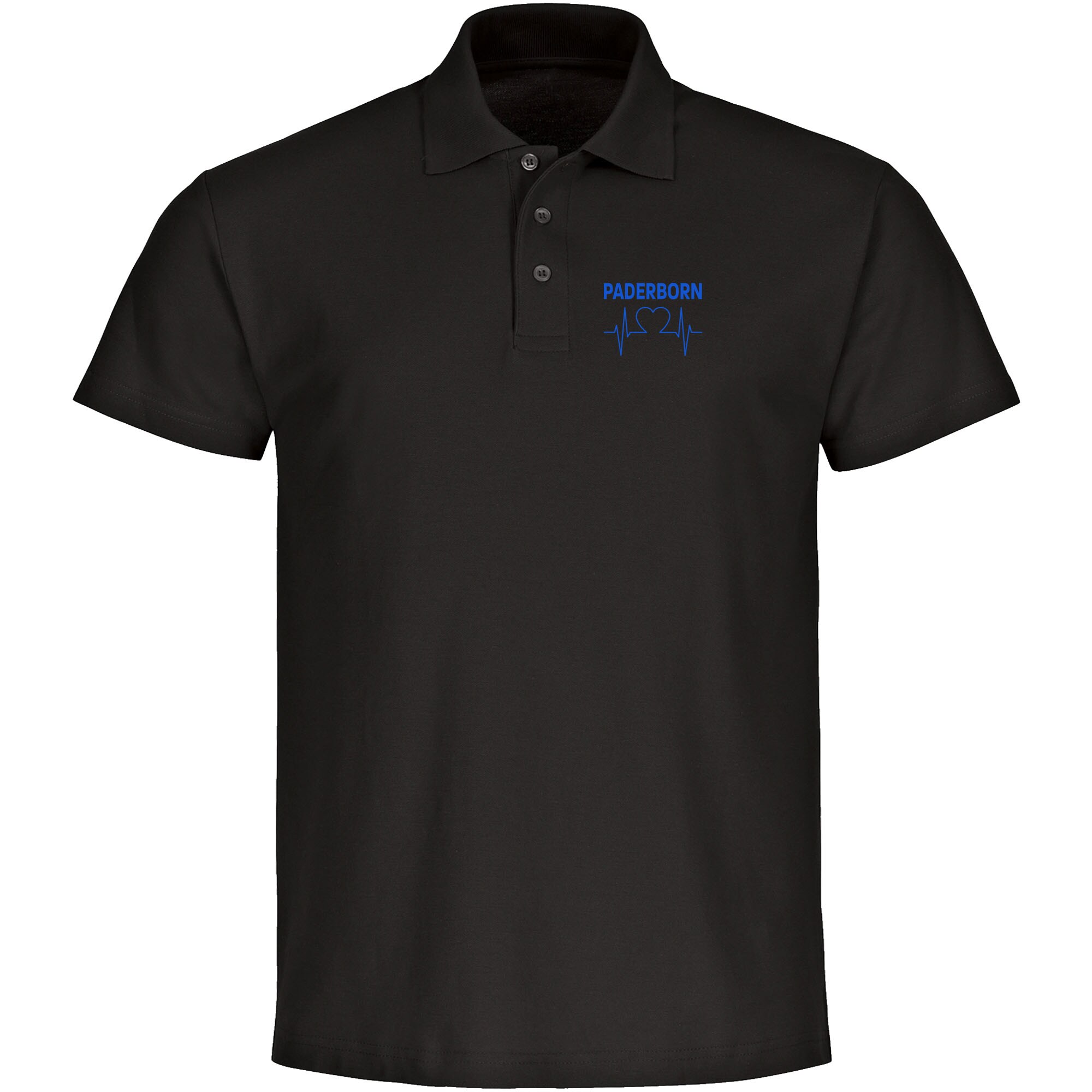 multifanshop® Poloshirt - Paderborn - Herzschlag - Druck blau