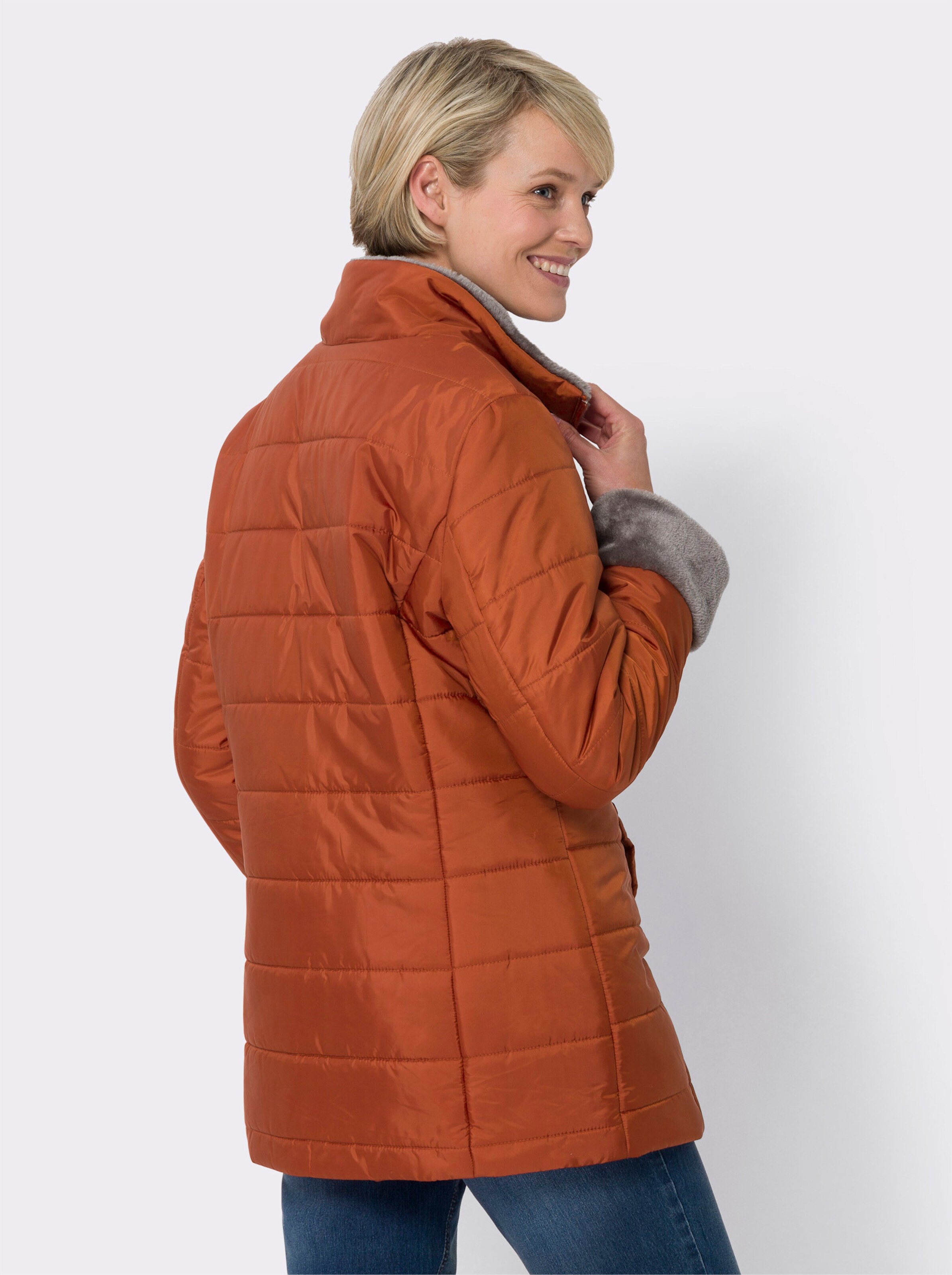 Steppjacke mit Pelz-Imitat