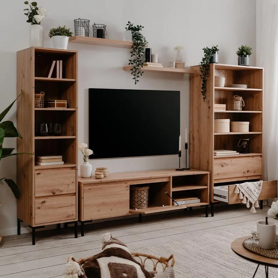 CALICOSY - TV-Meubel PLOCK - Licht hout - 49x150x40 cm