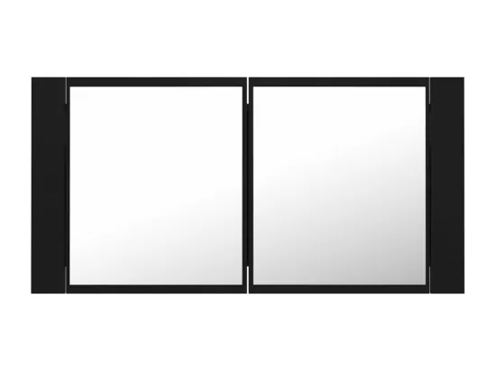 Armoire à miroir de salle de bain LED Noir 90x12x45 Acrylique