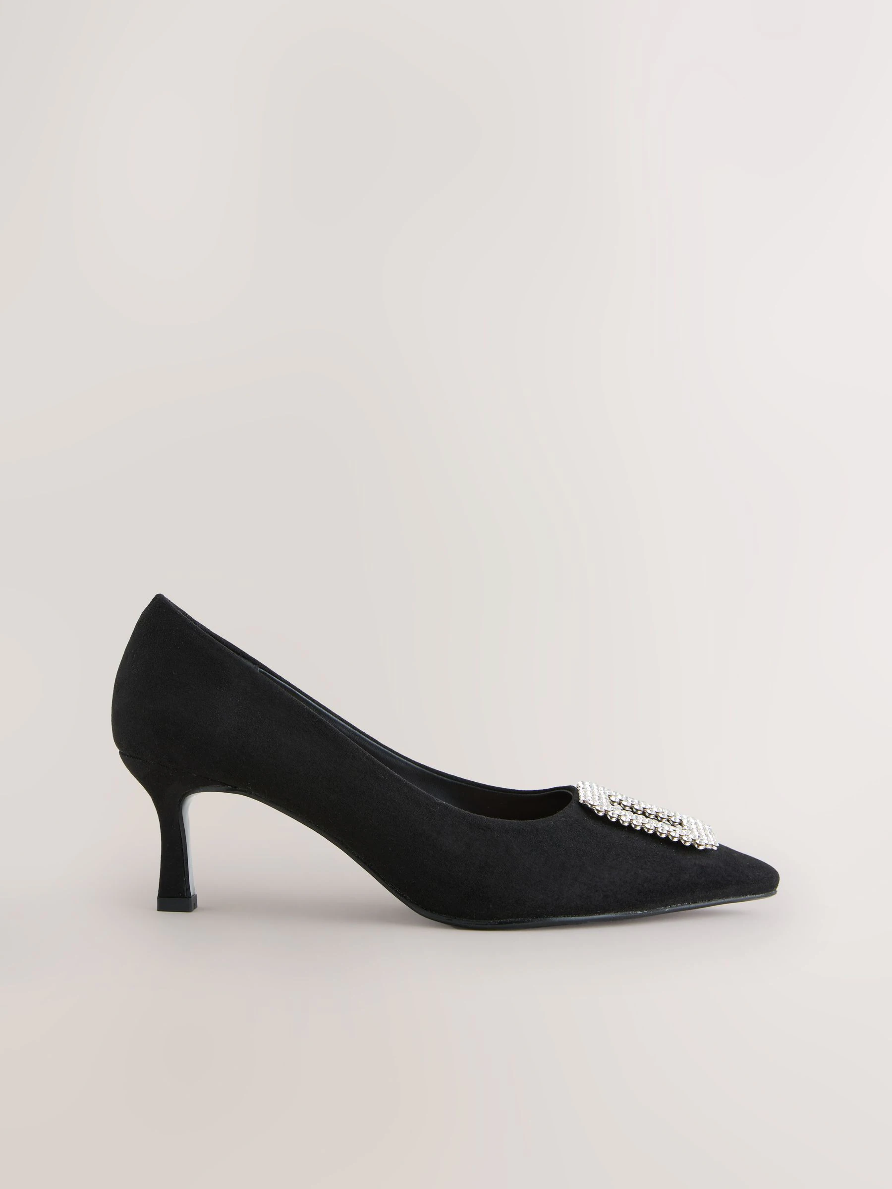 Zwart - Forever Comfort Jewel Trim Pointed Court Heels