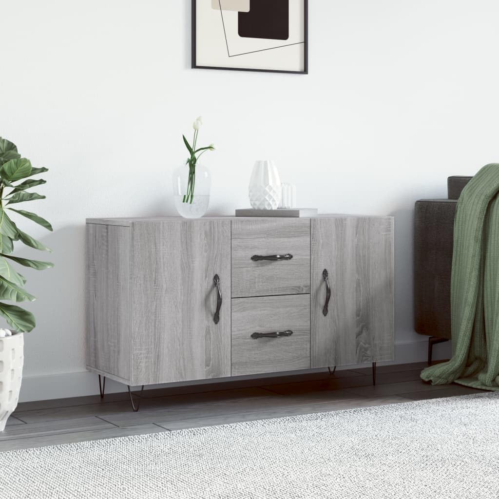 Sideboard, Küchenkommode Schrank Flurschrank Kommode Geeignet für Küche Flur Wohnzimmer Schlafzimmer Grau Sonoma 100x36x60 cm Holzwerkstoff