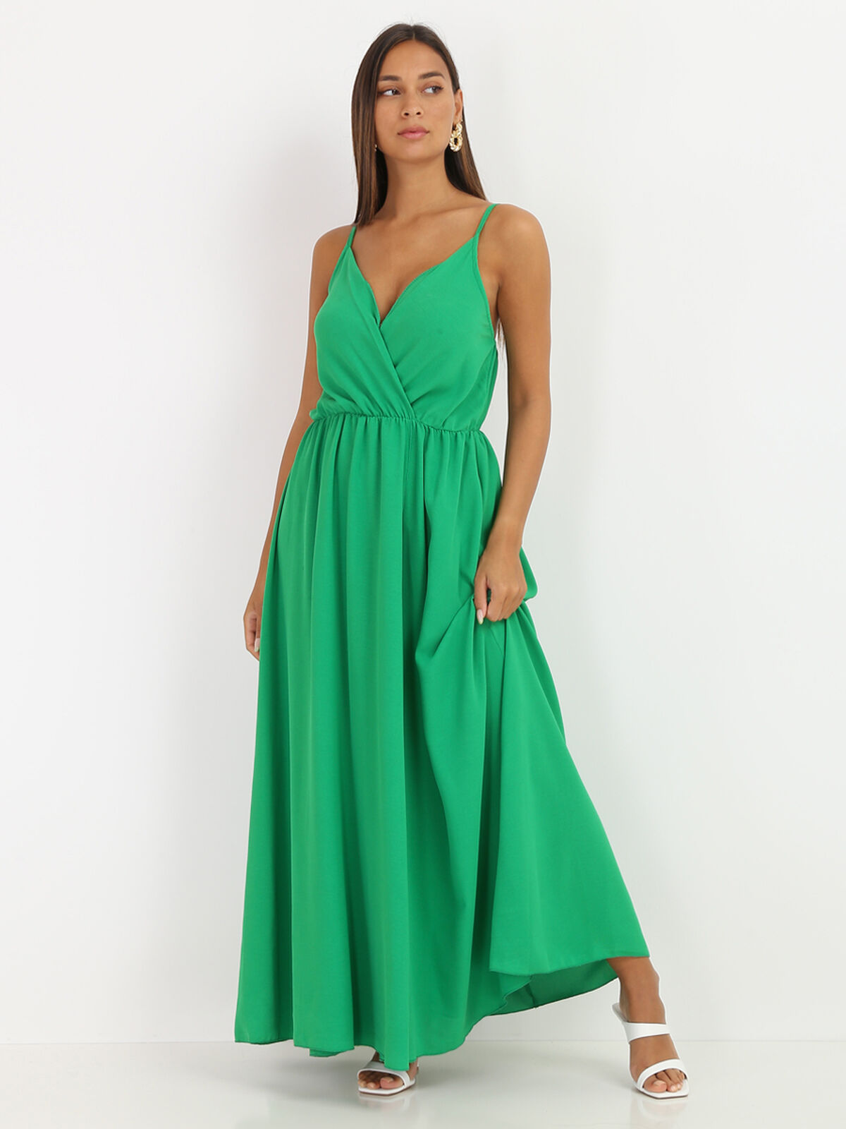 Robe longue portefeuille- Vert