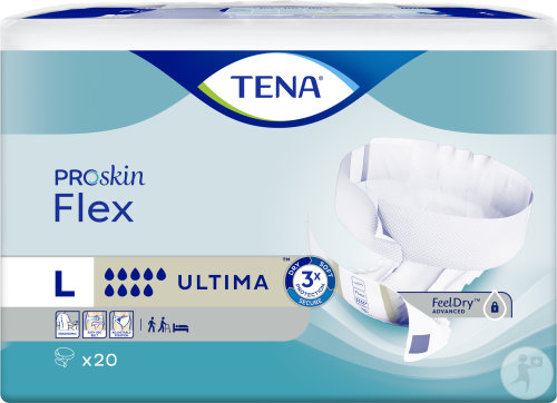 Tena Proskin Flex Ultima Change Complet Absorbant Avec Ceinture Flexible Taille L 20 Pièces