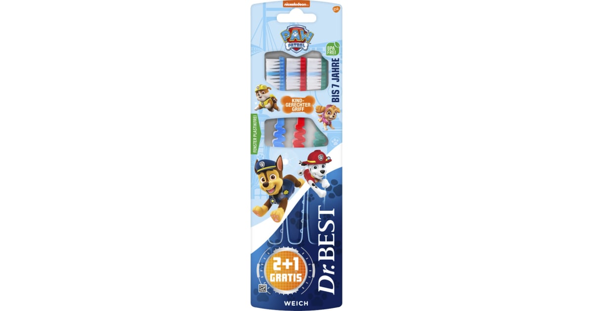 Dr.BEST Zahnbürste Paw Patrol 0-7 Jahre 3er-Packung