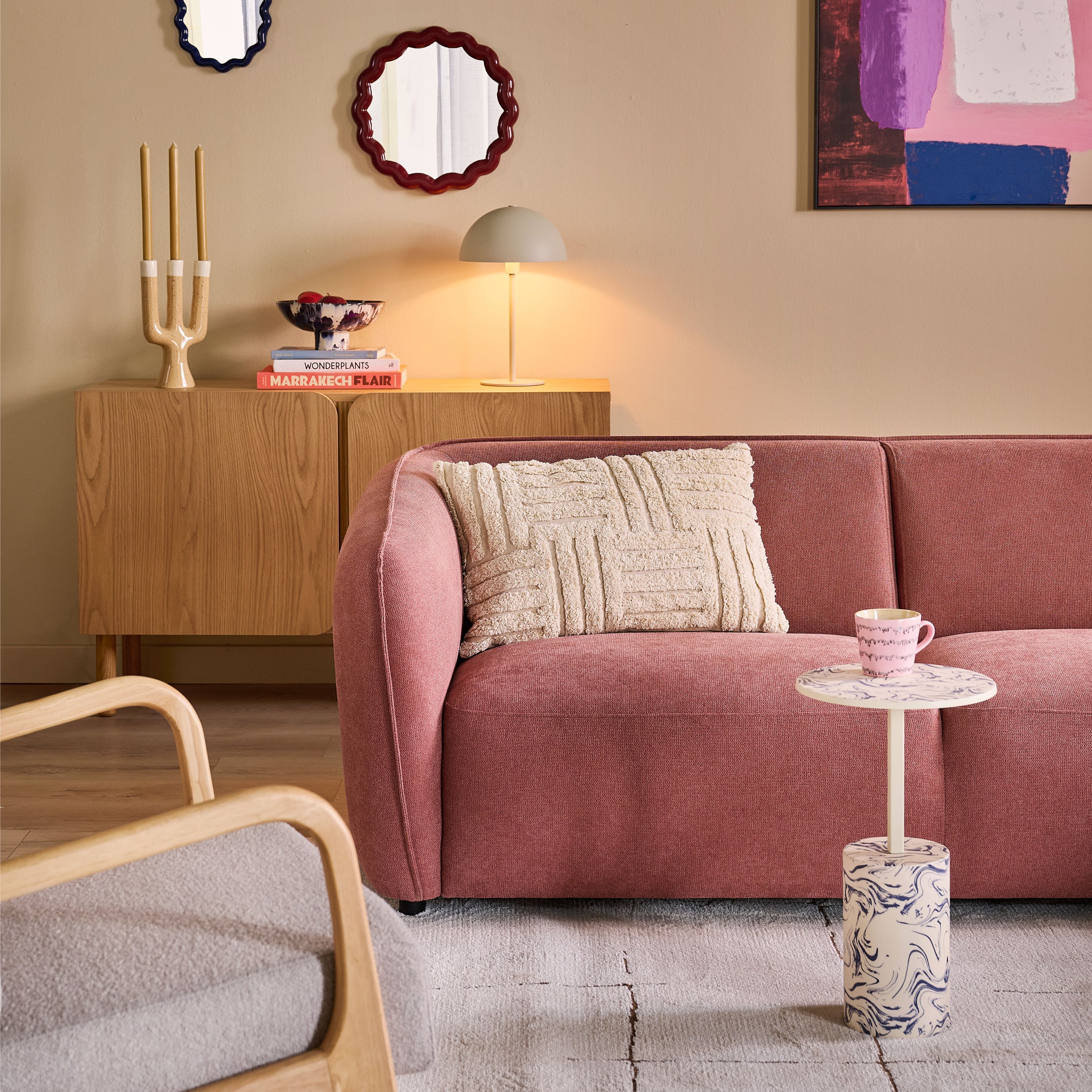 by fonQ Soft 3-zitsbank - Micro Chenille - Oud Roze