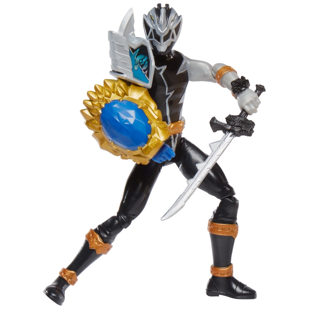 Power Rangers Dino Fury Schwarzer Ranger mit Schildärmel 15cm Actionfigur