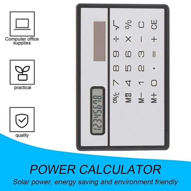 Ultratynd Solar Powered Pocket Lommeregner 8-cifret Touch Lommeregner