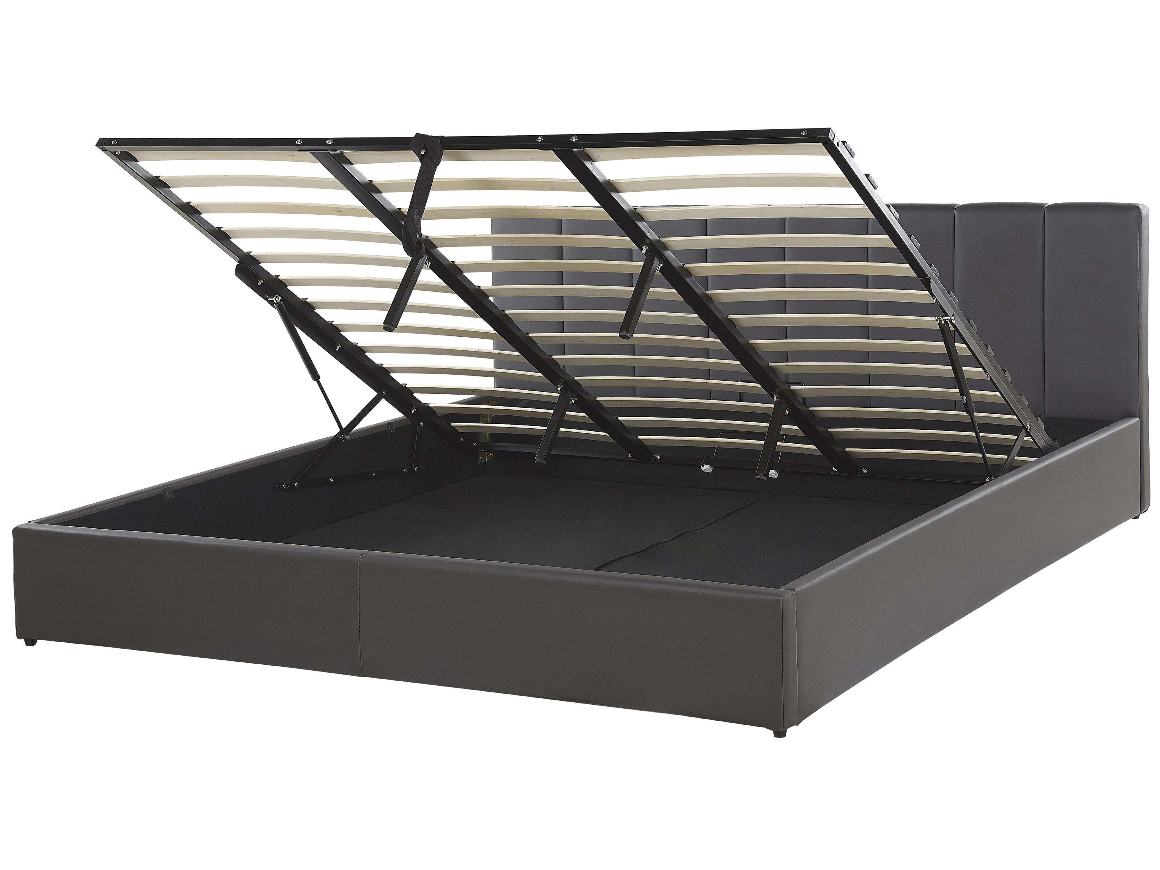 Bed met opbergruimte Kunstleer DREUX 180 x 200 cm Donkergrijs