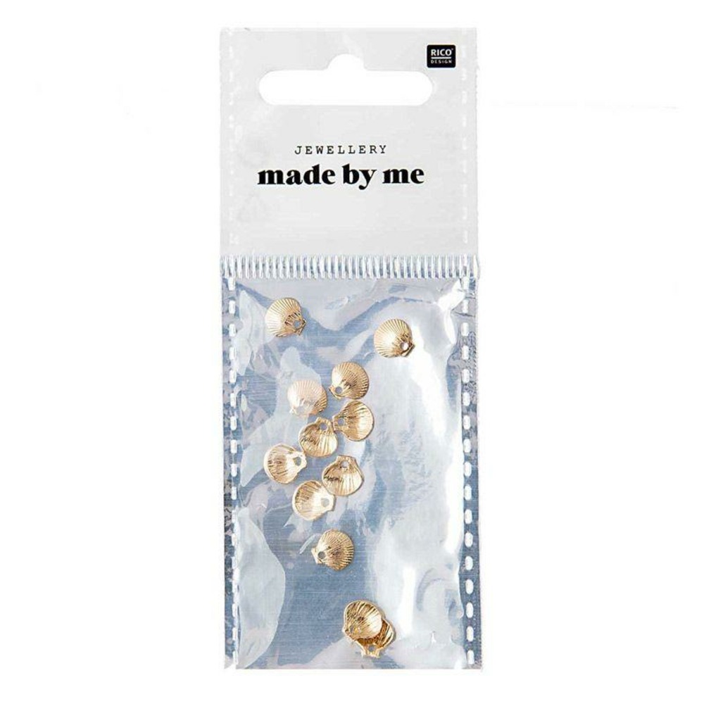 12 perles - mini coquillages - doré