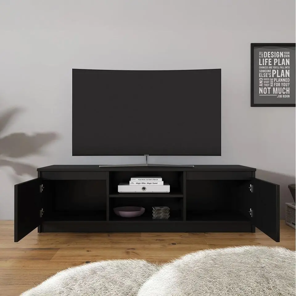 Meubella - TV-Meubel Diaz - Mat Zwart - 120 cm