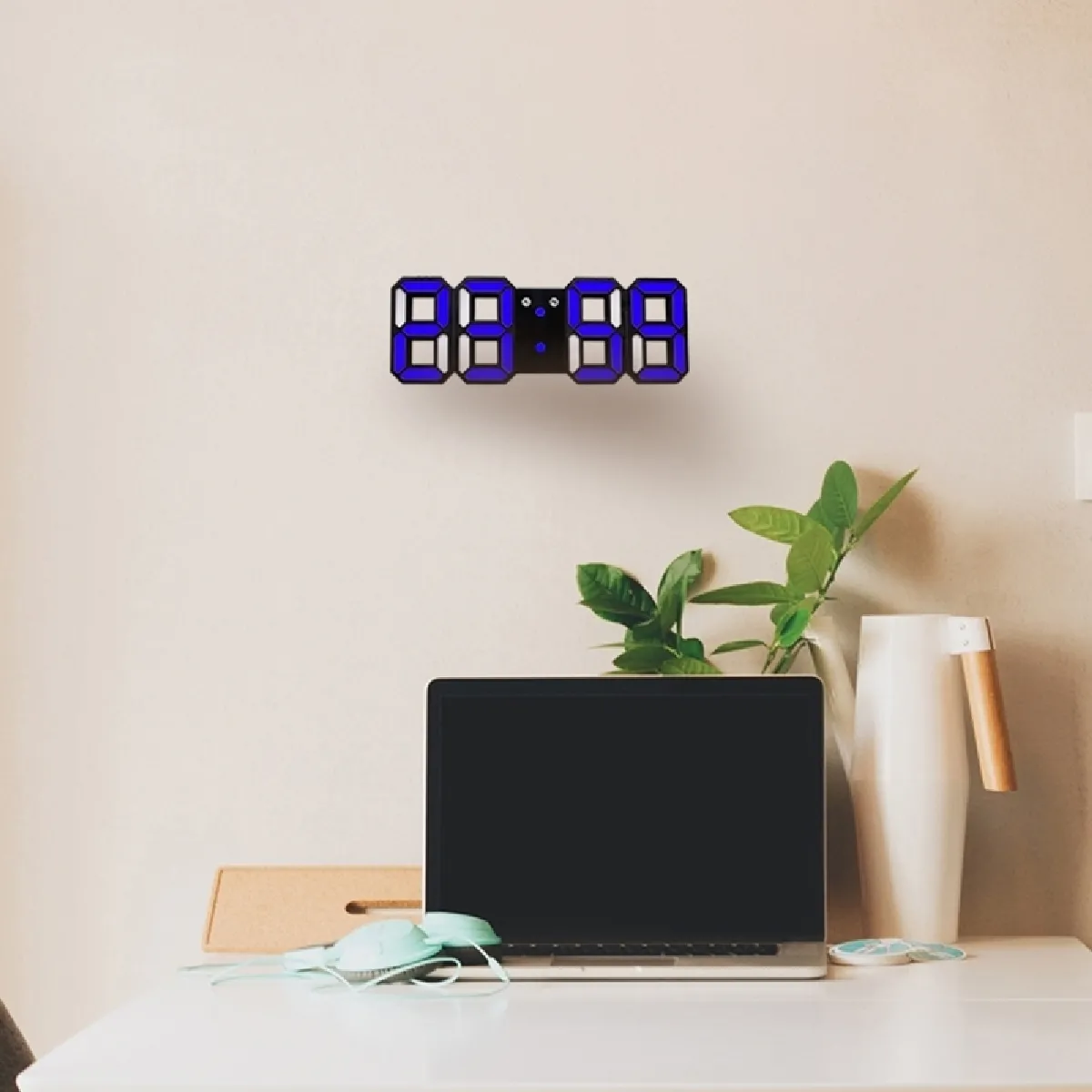 Wewoo Horloge murale LED 3D - Bleu