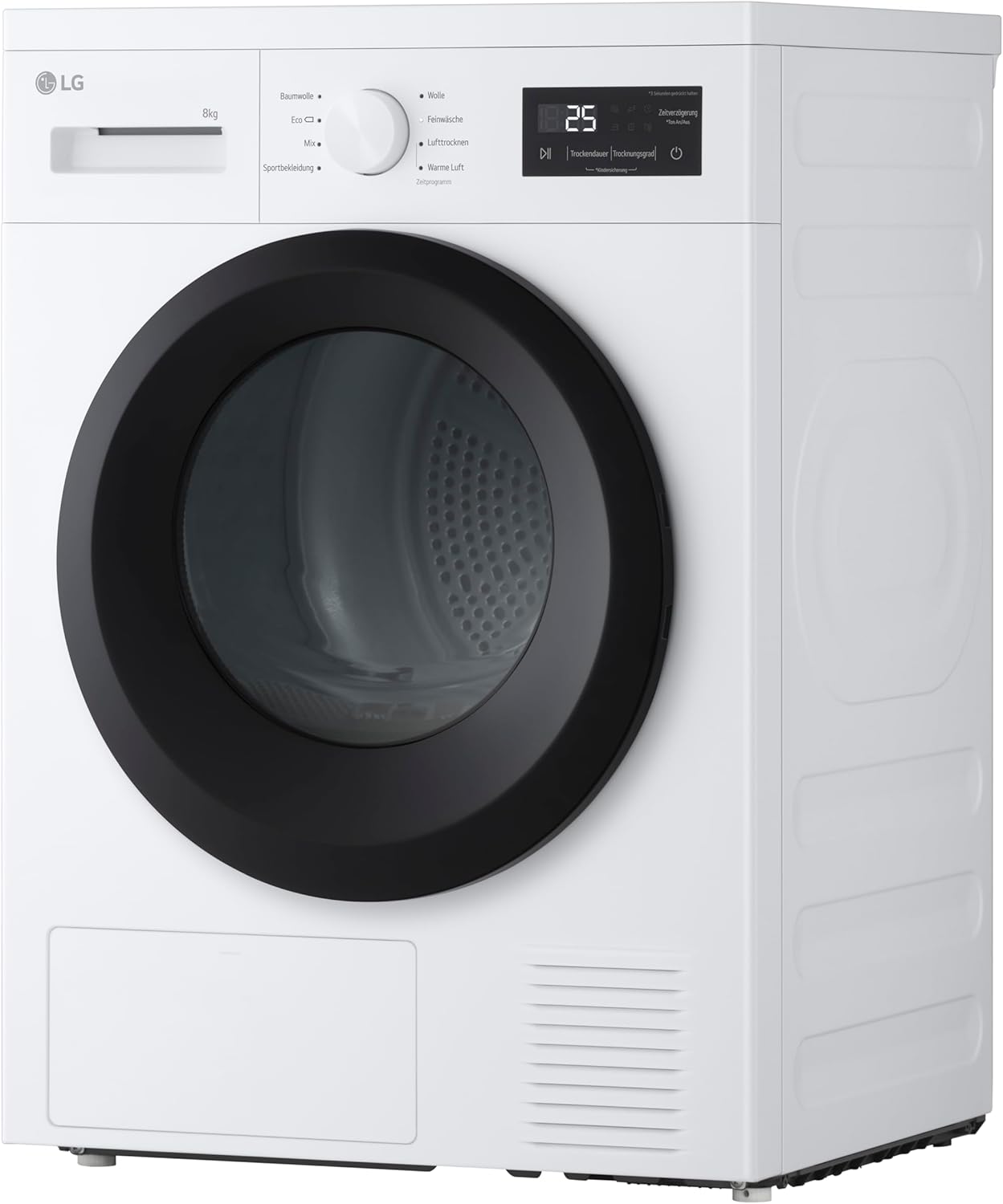 LG RT80B2 Kondenstrockner, 8 kg, Dual Inverter Wärmepumpe, Sensor Dry, LED-Touchdisplay, Startzeitvorwahl, Trommellicht, Edelstahl, 8 Programme, Weiß [Energieklasse D]