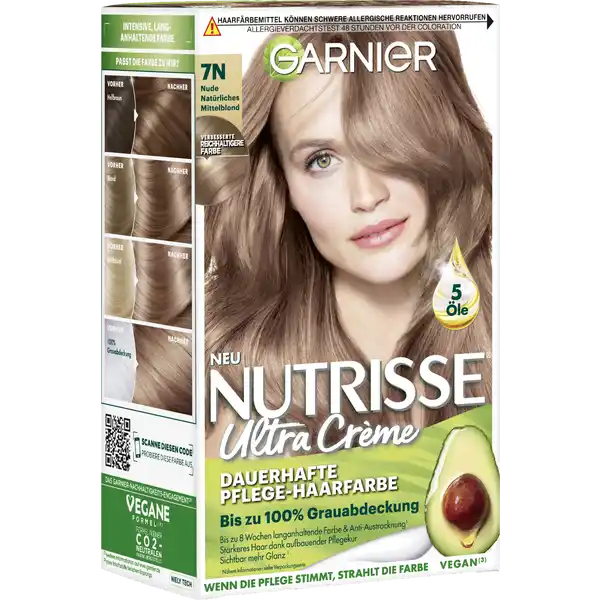 Ultra Crème Dauerhafte Pflege-Haarfarbe 7N Nude Natürliches Mittelblond